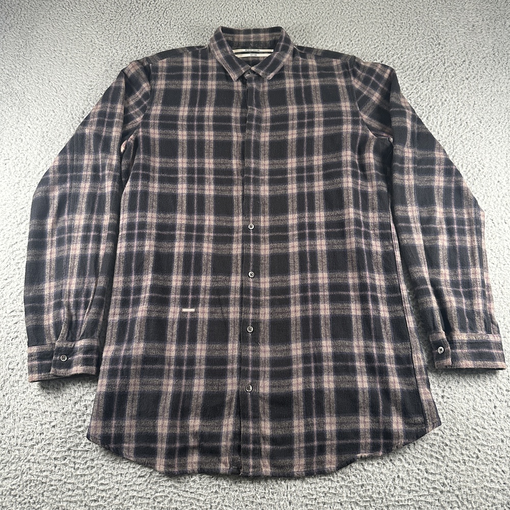 Robert Geller Shirt Mens 54 Multicolor Plaid Flannel Long Sleeve Button Up